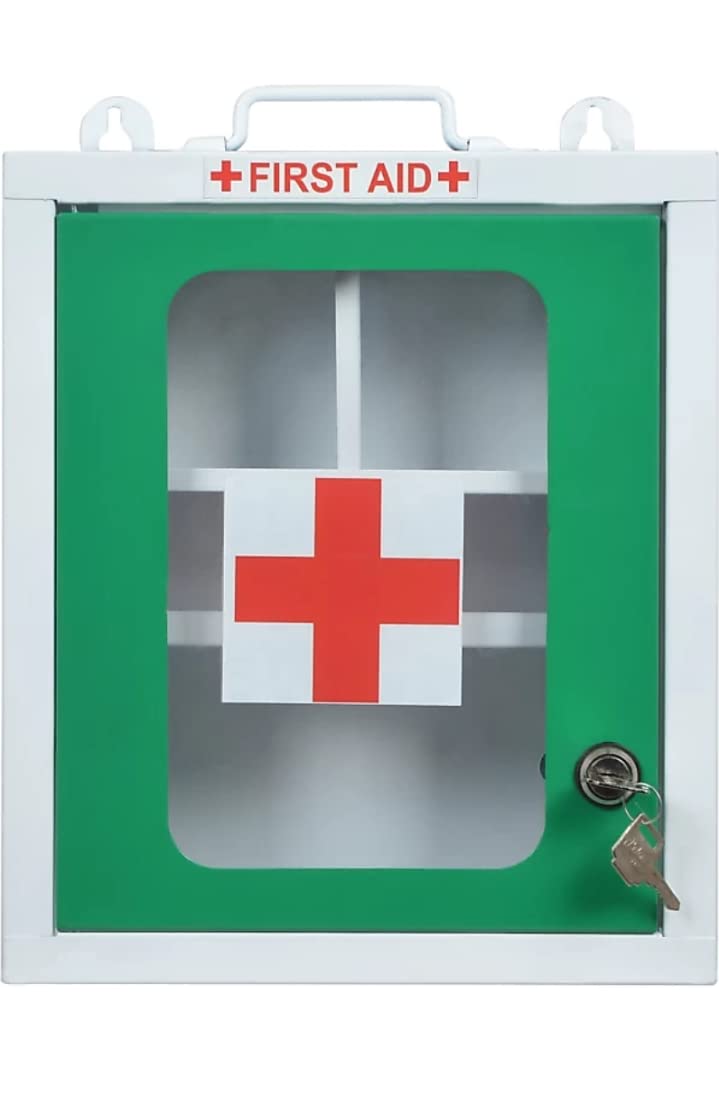 SPYLOCK Double Heavy Metal First Aid Kit BoxEmergency Medical Box Wall Mountable First Aid Box for Home School Office With Key Lock Green 1 - Image 1