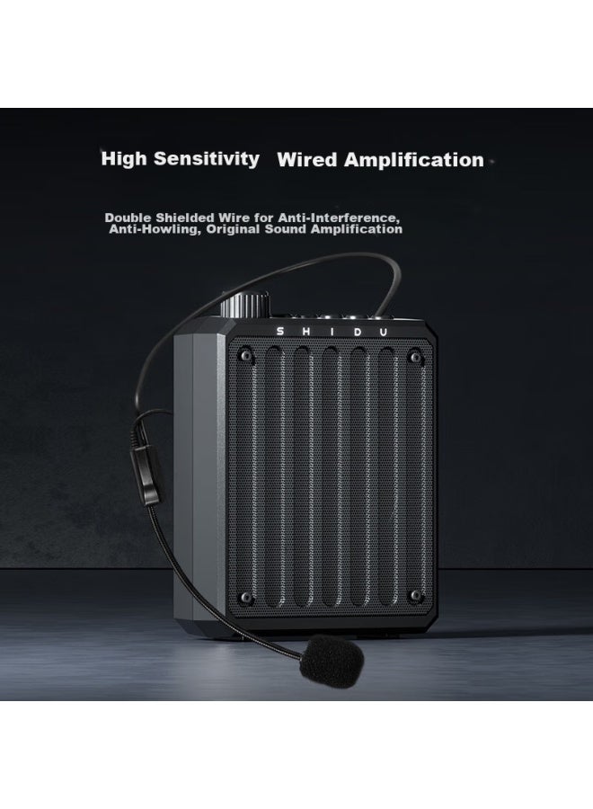 SHIDU M300 Portable Amplifier, Teacher-specific Classroom Amplifier, High-volume Outdoor Loudspeaker, Long-lasting Tour Guide Megaphone With Anti-howling Function, Wired Microphone, Black - Image 2