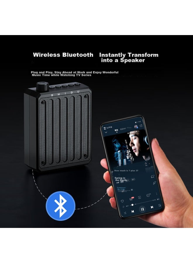 SHIDU M300 Portable Amplifier, Teacher-specific Classroom Amplifier, High-volume Outdoor Loudspeaker, Long-lasting Tour Guide Megaphone With Anti-howling Function, Wired Microphone, Black - Image 4