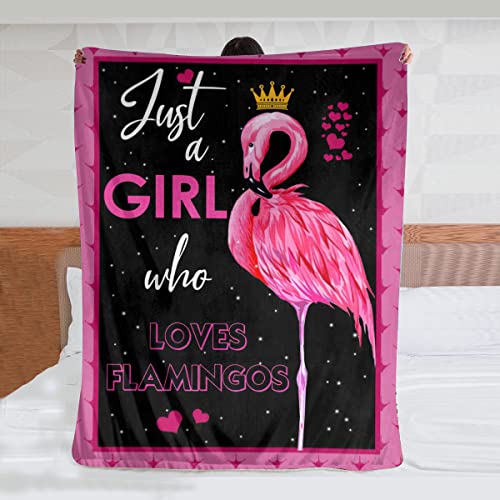 SweetFox Just A Girl Who Loves Flamingos Blanket Cute Flamingos Decor Throw Blanket Gifts for Girls Super Warm Soft Plush Lightweight Fleece Flannel Blanket Winter Bedding Blanket for Kids Adults Women 40"x50" - Image 3