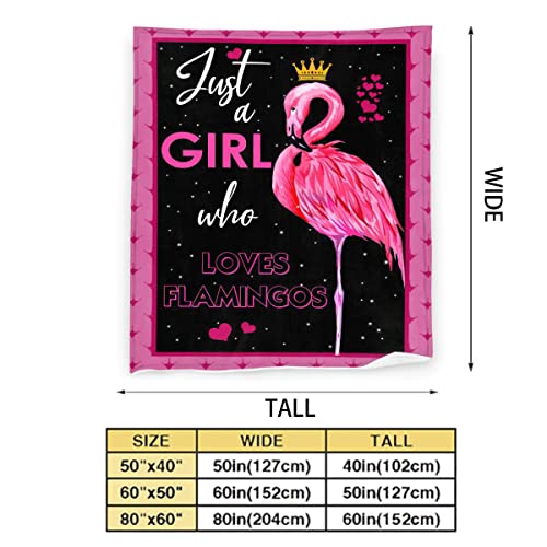 SweetFox Just A Girl Who Loves Flamingos Blanket Cute Flamingos Decor Throw Blanket Gifts for Girls Super Warm Soft Plush Lightweight Fleece Flannel Blanket Winter Bedding Blanket for Kids Adults Women 40"x50" - Image 2