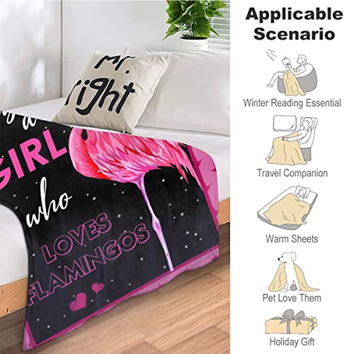 SweetFox Just A Girl Who Loves Flamingos Blanket Cute Flamingos Decor Throw Blanket Gifts for Girls Super Warm Soft Plush Lightweight Fleece Flannel Blanket Winter Bedding Blanket for Kids Adults Women 40"x50" - Image 5