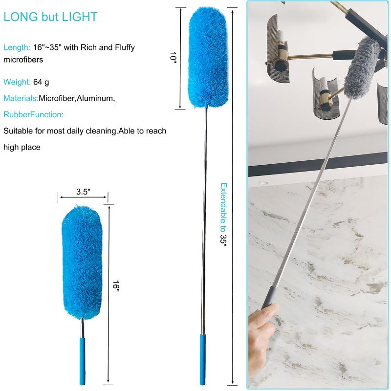 M-jump 3 PCS 15.7 to 35.5 Inch Extendable Telescoping Microfiber Duster Bendable Brush Washable Dusting Brush for Home Office Car - Image 2