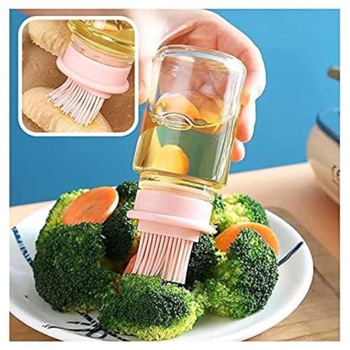 TAZLYN Kitchen Accessories Items for Home Oil Dispenser with Brush Oil Brush for Cooking Silicone Oil Brush for Kitchen use Oil Spreader for dosa pan oiling Brush Baking, BBQ, Marinating(Glass) - Image 4