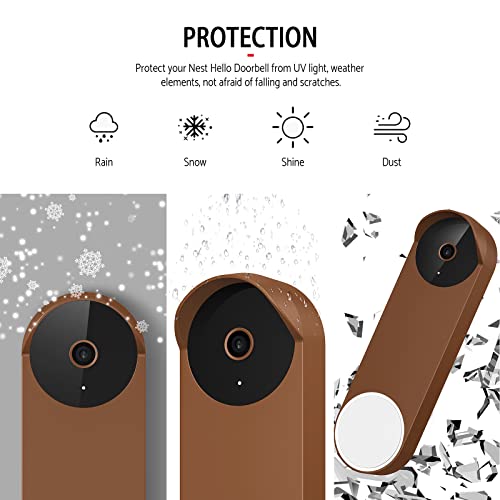 PUUUCI Silicone Case for Google Nest Hello Doorbell (Battery) 2021 Cover - Weatherproof Protective Nest Doorbell Silicone Skin Case (Brown) - Image 4