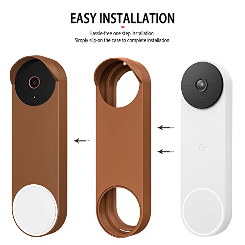 PUUUCI Silicone Case for Google Nest Hello Doorbell (Battery) 2021 Cover - Weatherproof Protective Nest Doorbell Silicone Skin Case (Brown) - Image 5