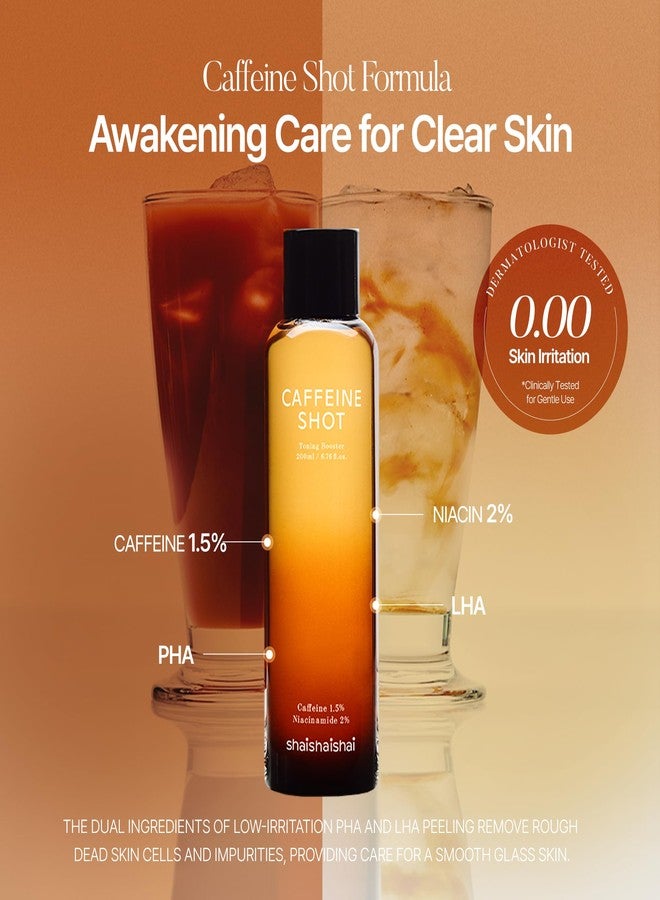 shaishaishai Caffeine Shot Toning Booster, Blemish Care, Reduces Pore Size, Gentle Exfoliation with PHA, LHA, High Concentrated 2% Niacinamide, Hypoallergenic, Korean Skin Care, 6.76 Fl Oz - Image 5