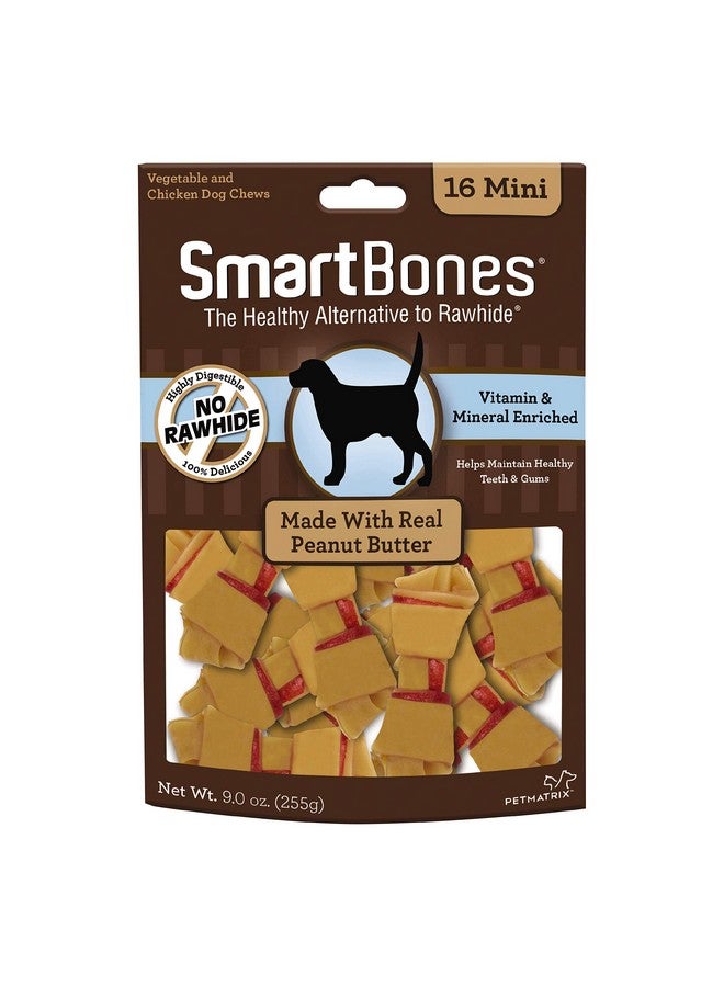 SmartBones Rawhide-Free Peanut Butter Mini Bones 16 Count (Pack of 1) - Image 1
