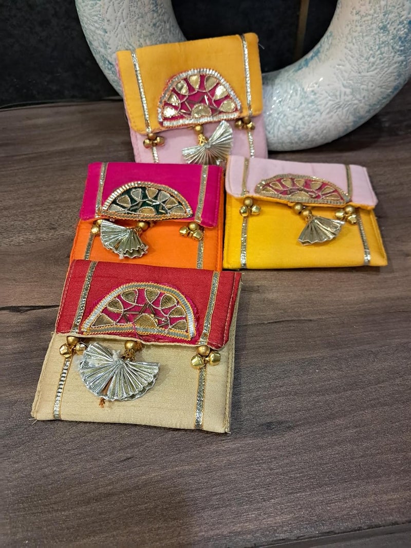 brown leaf Small Ginni Coin Purse Pouches Wallet for Wedding Party haldi Mehndi Ceremony Diwali Return Gifting Pouches (25) - Image 2
