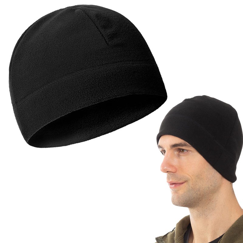 Wild Tribe Synthetic Microfleece Tactical Polartec Watch Cap Fleece Youth Mens Winter Hat Military Tactical Skull Cap Beanie (Black) - Image 2