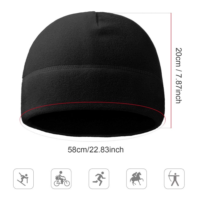 Wild Tribe Synthetic Microfleece Tactical Polartec Watch Cap Fleece Youth Mens Winter Hat Military Tactical Skull Cap Beanie (Black) - Image 4