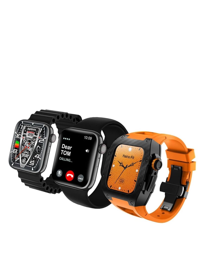 Haino Teko Haino Teko Germany Richard M10 smart watch with wireless charger 3 pair strap and inbuilt protection case strap for men's and boys - Image 1