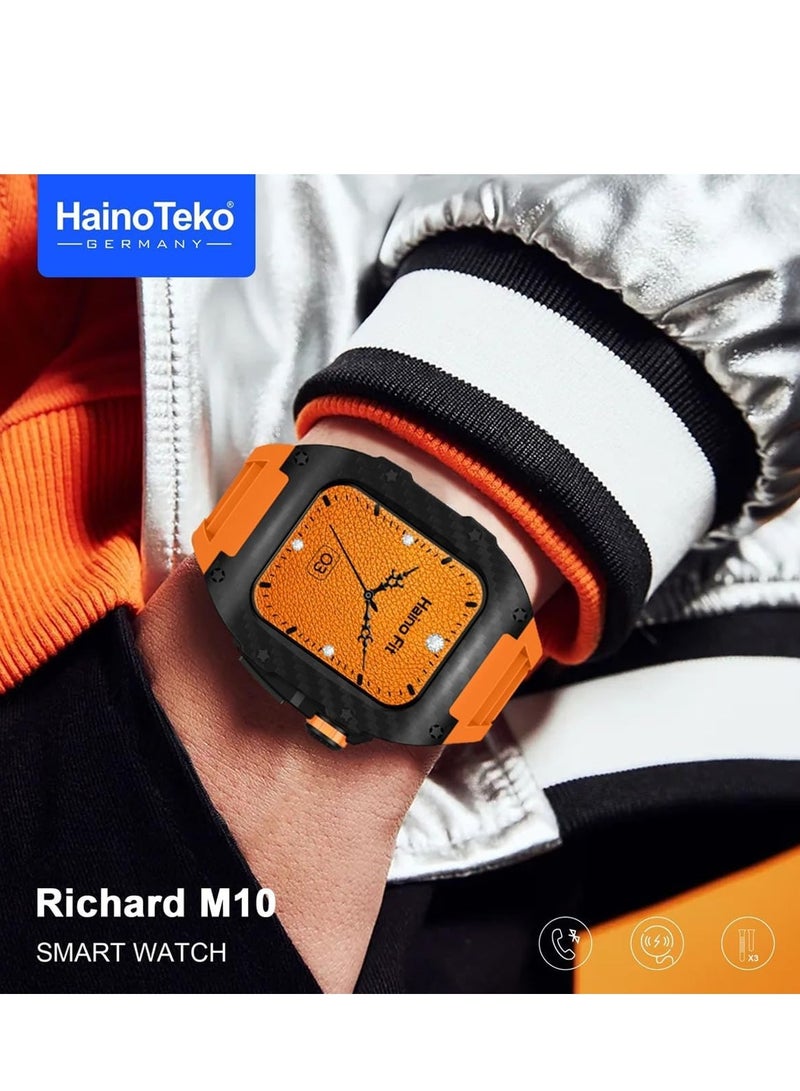 Haino Teko Haino Teko Germany Richard M10 smart watch with wireless charger 3 pair strap and inbuilt protection case strap for men's and boys - Image 2