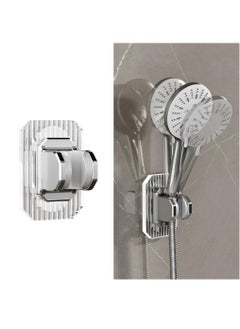 Excefore Shower Head Holder, 2 Pcs Adjustable Shower Head Holder, Handheld Shower Head Holder Wall Mount, Acrylic Shower Bracket, Fashionable and Practical Bathroom Accessories, Silvery  - Image 1