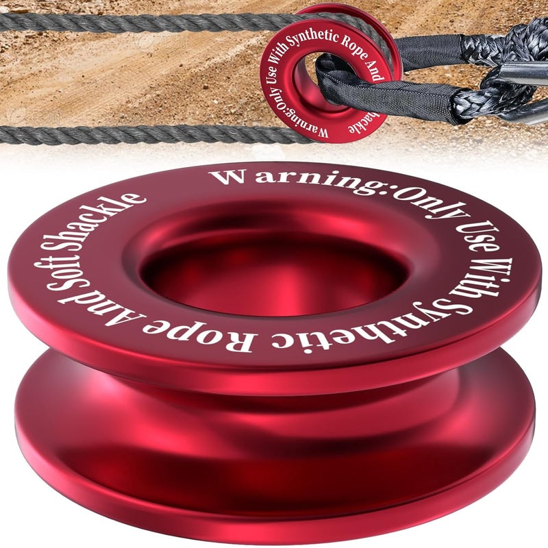 ecocstm Winch Recovery Ring, Heavy Duty 45000 Lbs Break Strength Block Ring for Soft Shackle and Synthetic Rope - Red - Image 1