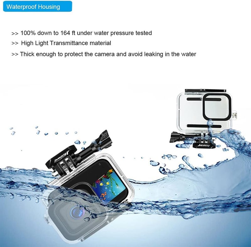 Husiway Accessories Kit for Gopro Hero 13 12 11 10 9 Black Waterproof Housing Silicone Case Glass Screen Protector Bundle for Go pro Gopro13 Gopro12 Gopro11 Gopro10 Hero13 Hero12 Hero11 Hero10 Camera 62E - Image 2