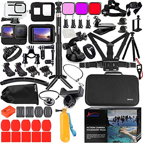 Husiway Accessories Kit for Gopro Hero 13 12 11 10 9 Black Waterproof Housing Silicone Case Glass Screen Protector Bundle for Go pro Gopro13 Gopro12 Gopro11 Gopro10 Hero13 Hero12 Hero11 Hero10 Camera 62E - Image 1