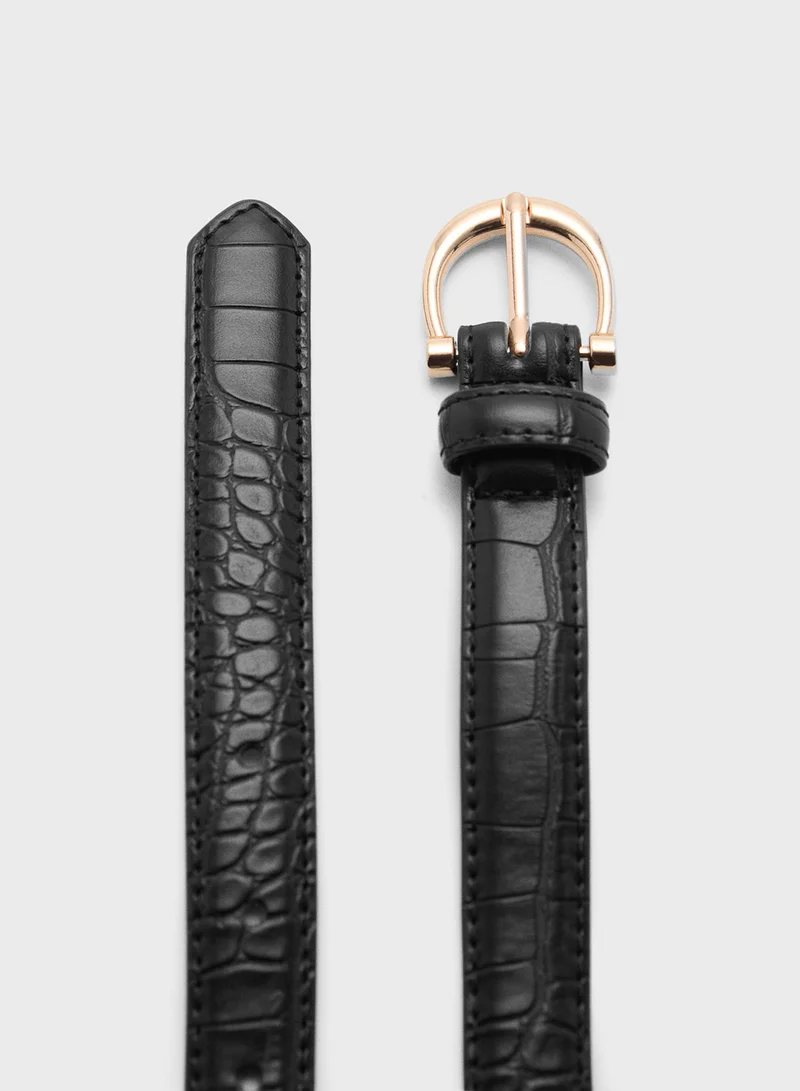 MANGO Crocodile Effect Belt