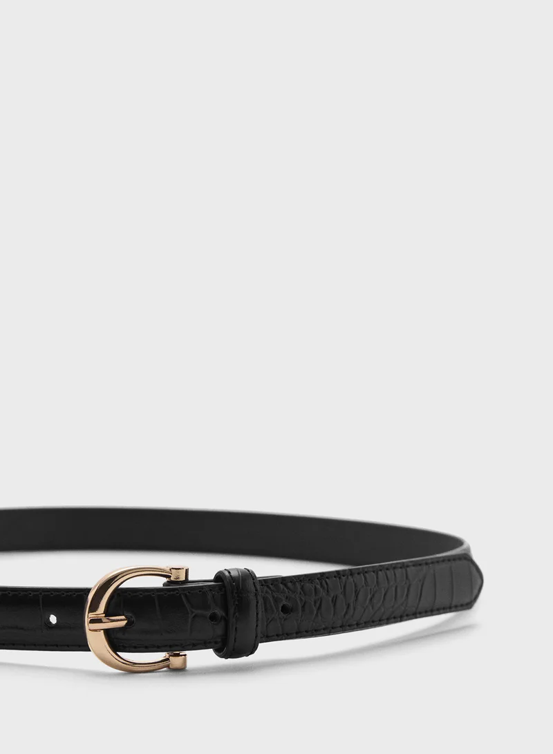 MANGO Crocodile Effect Belt