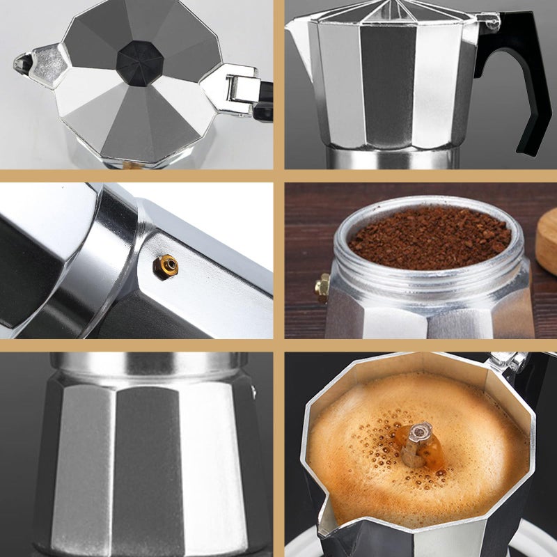Vaolvpant 14 كوب من الألومنيوم Moka Pot Classic Stovetop Espresso Coffee Maker 700ml 23oz صانع القهوة Percolator Mocha Express صانعو المقهى المفضلون للمقهى الإيطالي والكوبي؟ تخمير الفضة - Image 3