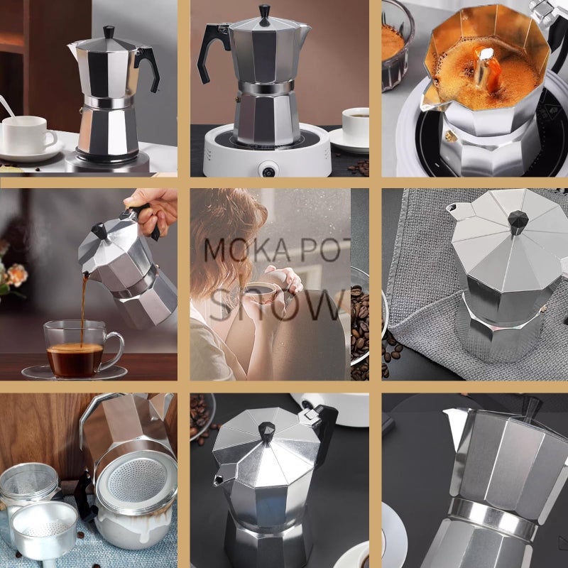 Vaolvpant 14 كوب من الألومنيوم Moka Pot Classic Stovetop Espresso Coffee Maker 700ml 23oz صانع القهوة Percolator Mocha Express صانعو المقهى المفضلون للمقهى الإيطالي والكوبي؟ تخمير الفضة - Image 5