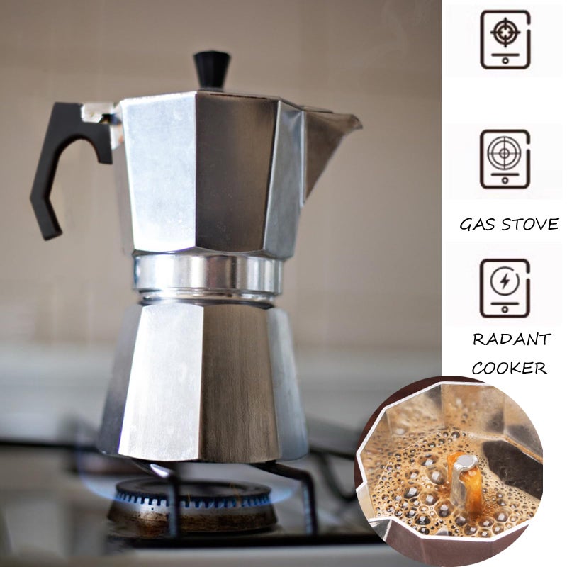 Vaolvpant 14 كوب من الألومنيوم Moka Pot Classic Stovetop Espresso Coffee Maker 700ml 23oz صانع القهوة Percolator Mocha Express صانعو المقهى المفضلون للمقهى الإيطالي والكوبي؟ تخمير الفضة - Image 4
