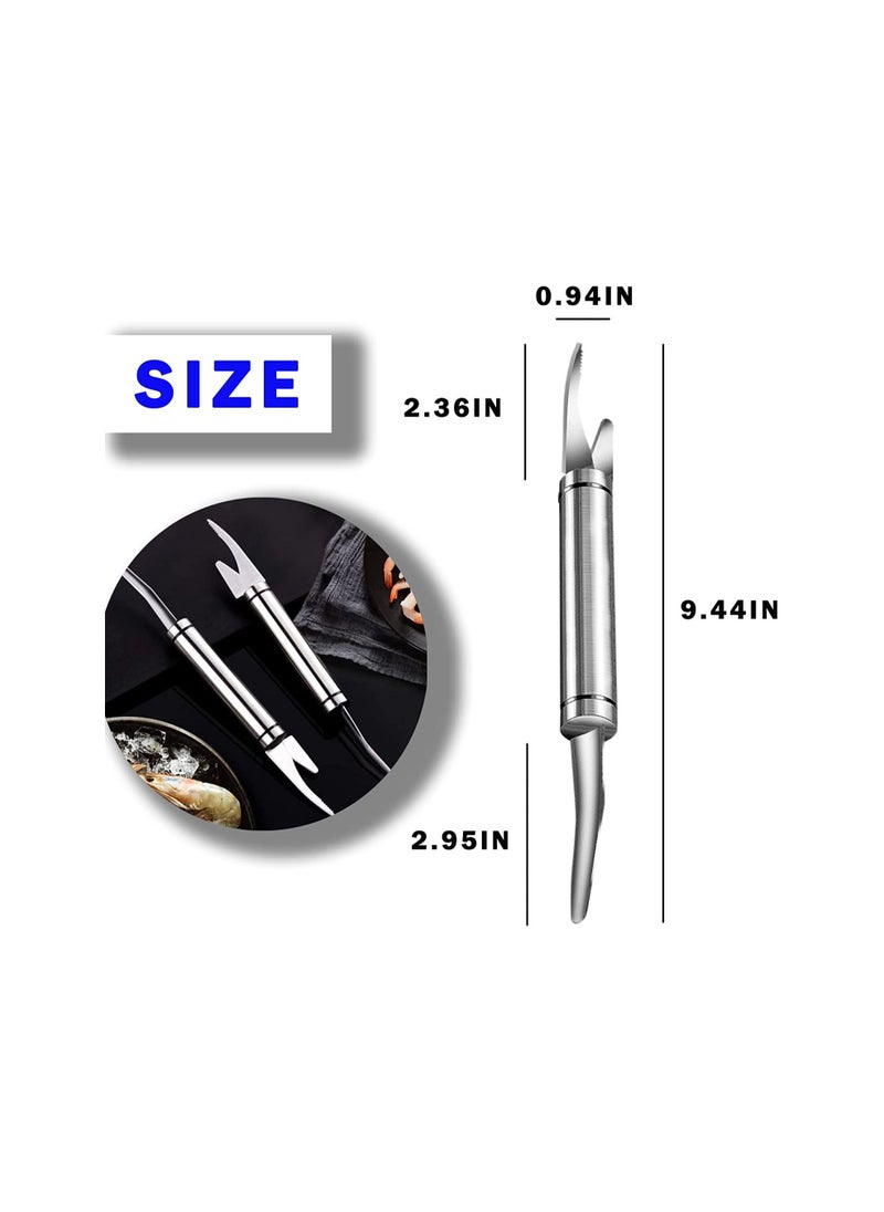 SYOSI Shrimp Line Fish Maw Knife, 5 in 1 Multifunctional Stainless Steel Shrimp Peeler and Deveiner Tool, Fish Scaler Remover, Double-headed Multipurpose Shrimp Cleaner Knife for Home Kitchen, 6 Pcs