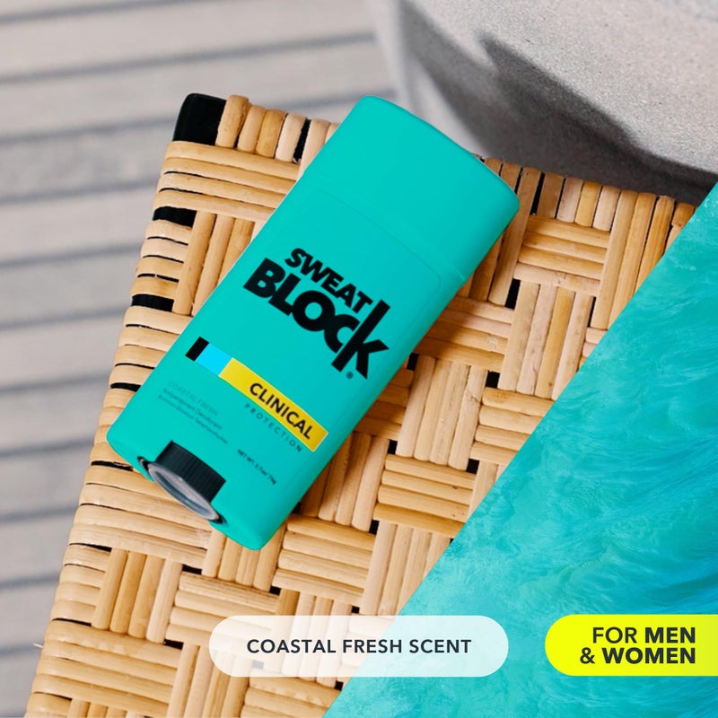 SweatBlock Clinical Strength Deodorant and Antiperspirant for Men and Women Coastal Fresh Scent 2 Pack 48 Hour Protection Against Odor and Excessive Sweat Ideal for Active Lifestyles and Daily Use - Image 4