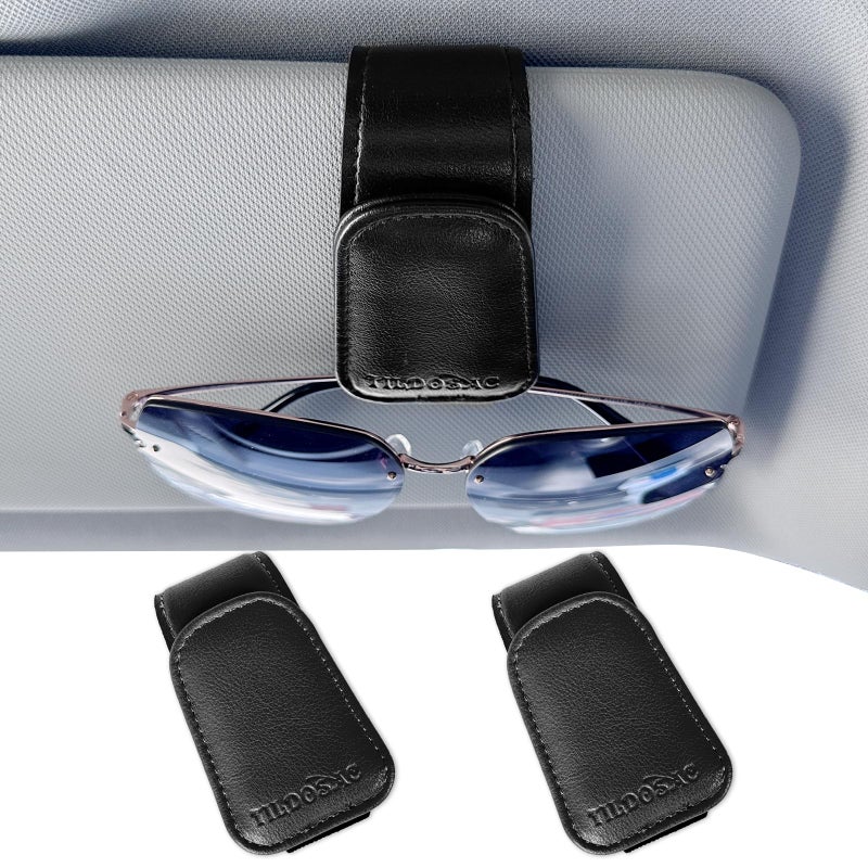 TILDOSAC 2 Pack Sunglass Holder Organizer Clip for Car Visor (Double Black) - Image 2