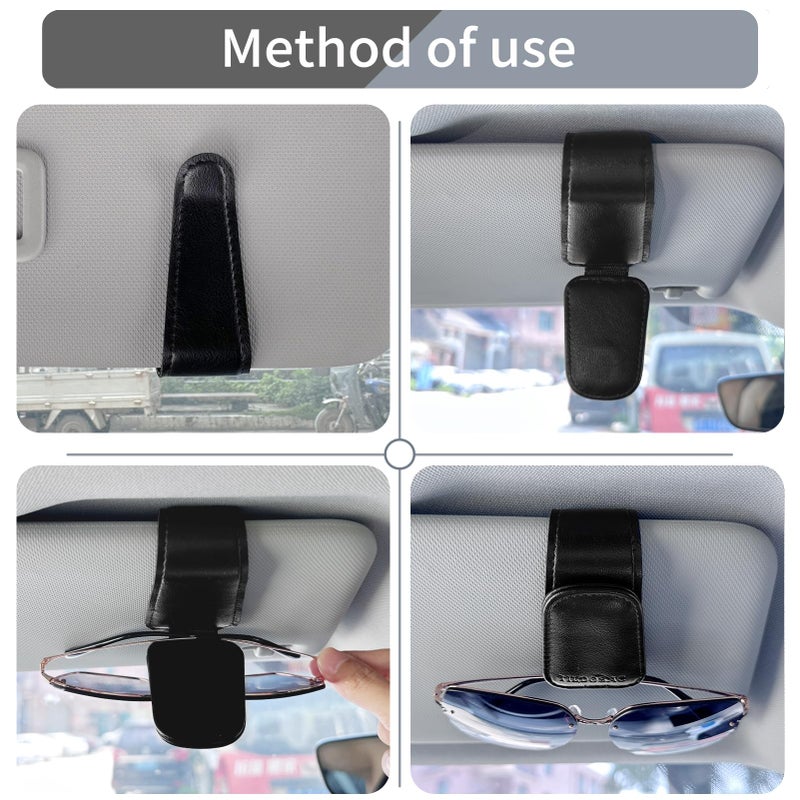 TILDOSAC 2 Pack Sunglass Holder Organizer Clip for Car Visor (Double Black) - Image 5