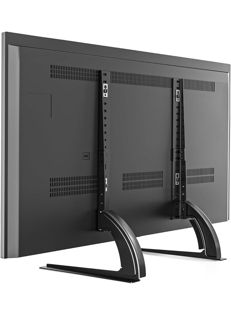 TV stand, universal desktop type, suitable for 22 to 65-inch plasma, LCD, and LED flat-screen TVs, with legs supporting up to 88 lbs, maximum VESA standard dimensions of 800 x 500 mm, and a height-adjustable base. - Image 1