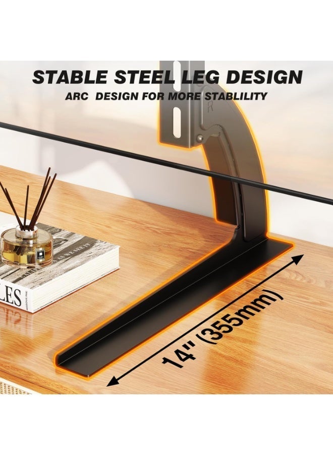 TV stand, universal desktop type, suitable for 22 to 65-inch plasma, LCD, and LED flat-screen TVs, with legs supporting up to 88 lbs, maximum VESA standard dimensions of 800 x 500 mm, and a height-adjustable base. - Image 2