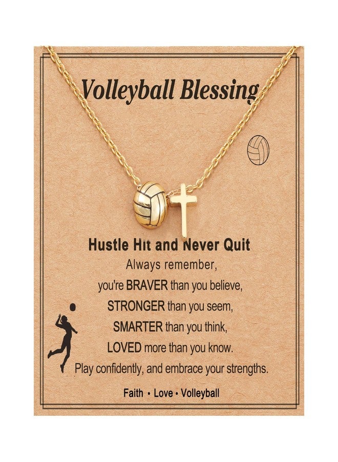 AULSIEY Volleyball Necklace Gifts for Teen Team, Volleyball Cross Necklace Jewelry Stuff Accessories for Women, Volley Ball Senior Night Gifts for Team Player Coach, Christmas Birthday Gifts for Player-Vo - Image 1