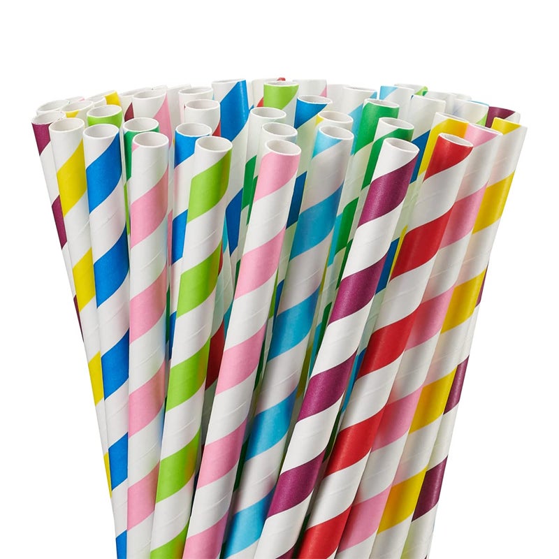 Comfy Package [50 Count] 10 mm Jumbo Paper Smoothie Straws  100% Biodegradable Paper Boba Straws  Disposable Milkshake Straws - Assorted Colors - Image 2