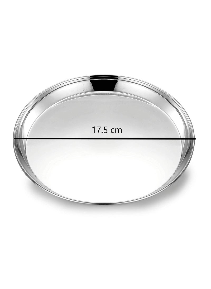 Expresso Expresso Stainless Steel Dinner Plates 17.5 cm, Rust Proof, Elegant Finish, High Durable, Stylish & Dishwasher Safe, Steel Plates for Lunch/Dinner with Mirror Finish 22 Guage, Pack of 1  - Image 2