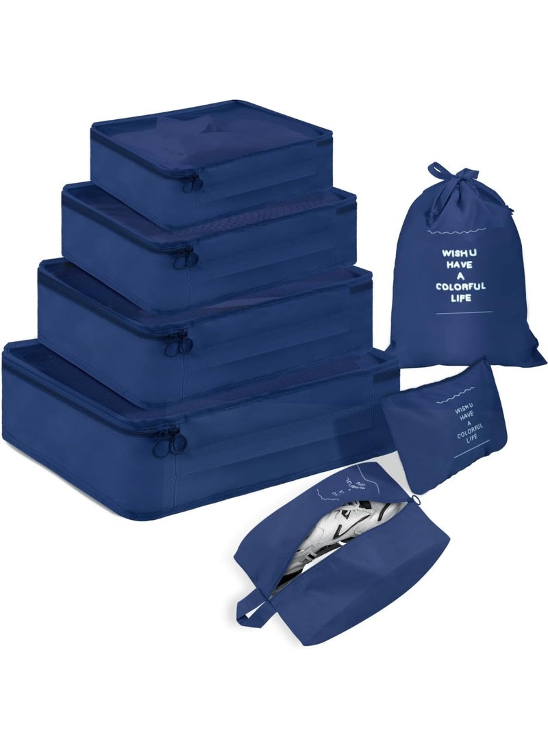 مجموعة منظمة تخزين السفر الممتازة 7 قطعة ، أكياس شبكة محمولة قابلة للطي ذات سعة كبيرة مع فصل جاف رطب ومضادة للبكتيريا ، خفيفة الوزن لملابس السفر / إكسسوارات تنظيم وتخزين المنزل - Image 1