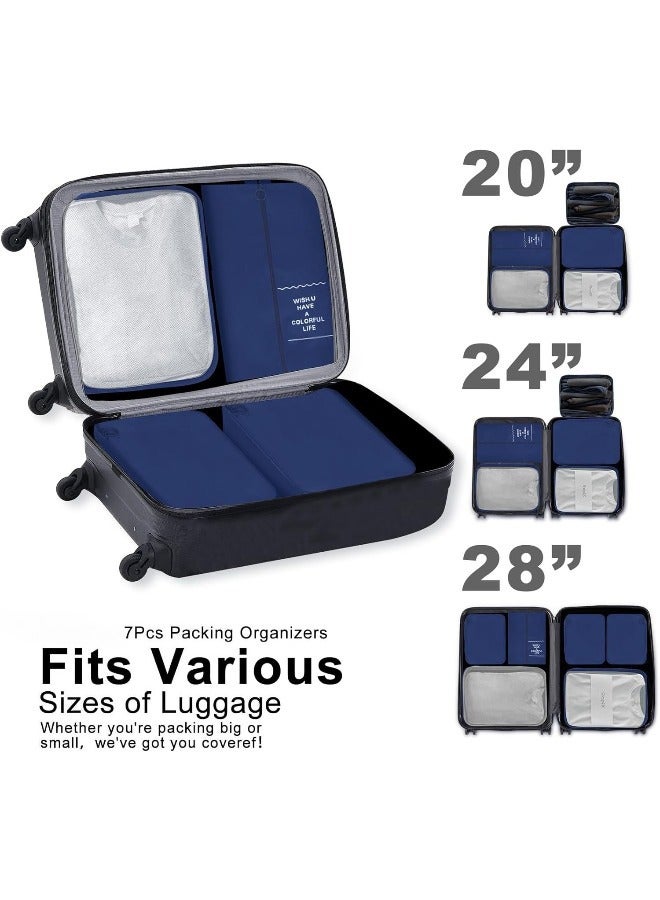 مجموعة منظمة تخزين السفر الممتازة 7 قطعة ، أكياس شبكة محمولة قابلة للطي ذات سعة كبيرة مع فصل جاف رطب ومضادة للبكتيريا ، خفيفة الوزن لملابس السفر / إكسسوارات تنظيم وتخزين المنزل - Image 4