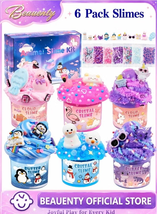 Beauenty 6 Pack Slimes, Slime for Kids Animal Wonderland, Butter Cloud Slime kit for Girls Ages 3-12, Toys for Girls and Boys, Birthday Ramadan Party Favors for Kids Goodie Bag Stuffers - Image 1