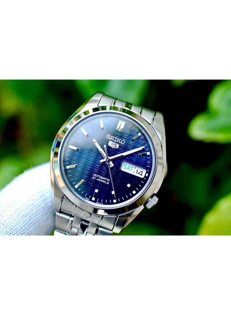 Seiko 5 Automatic Men's Watch SNK357K1 - Dark Blue Textured Dial with Luminous Hands, 37mm Stainless Steel Case, 21 Jewels Japan Movement - Image 2