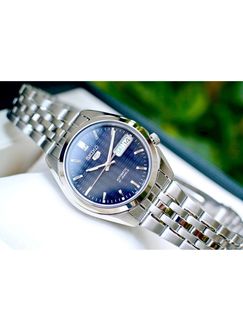 Seiko 5 Automatic Men's Watch SNK357K1 - Dark Blue Textured Dial with Luminous Hands, 37mm Stainless Steel Case, 21 Jewels Japan Movement - Image 3
