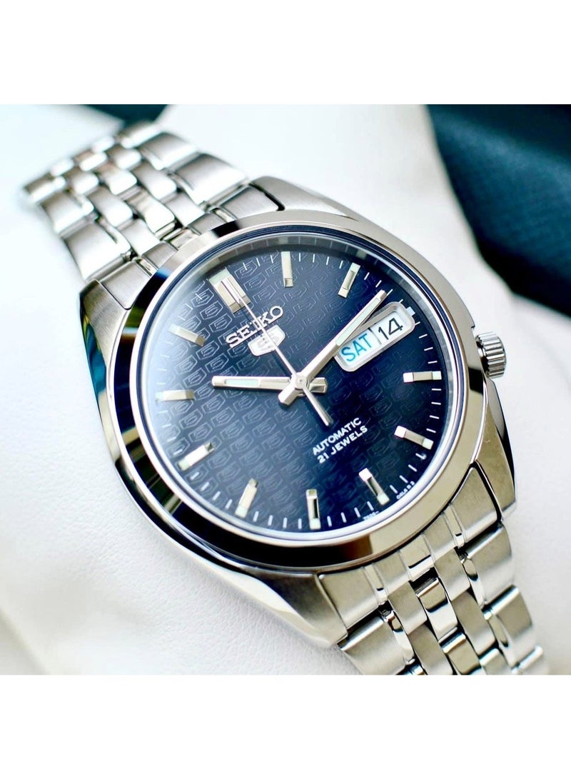 Seiko 5 Automatic Men's Watch SNK357K1 - Dark Blue Textured Dial with Luminous Hands, 37mm Stainless Steel Case, 21 Jewels Japan Movement - Image 1