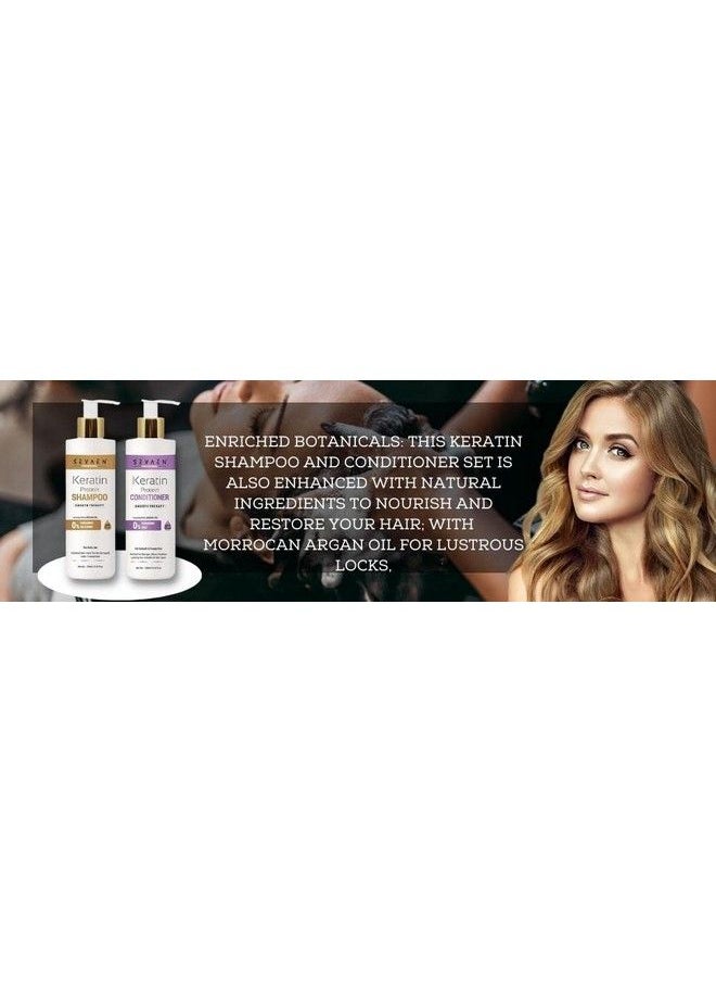 SEVAEN - Keratin Shampoo And Conditioner Combo Packs Best For Damaged Dry Curly Or Frizzy Hair Thickening For Fine/Thin Hair Keratin Treated Hair Mild Shampoo - Image 1