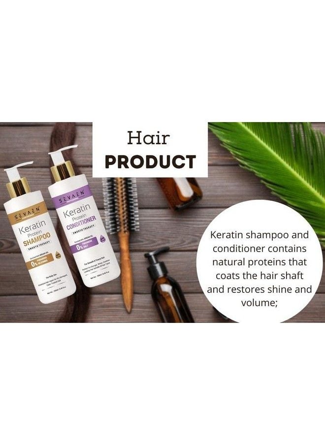 SEVAEN - Keratin Shampoo And Conditioner Combo Packs Best For Damaged Dry Curly Or Frizzy Hair Thickening For Fine/Thin Hair Keratin Treated Hair Mild Shampoo - Image 1