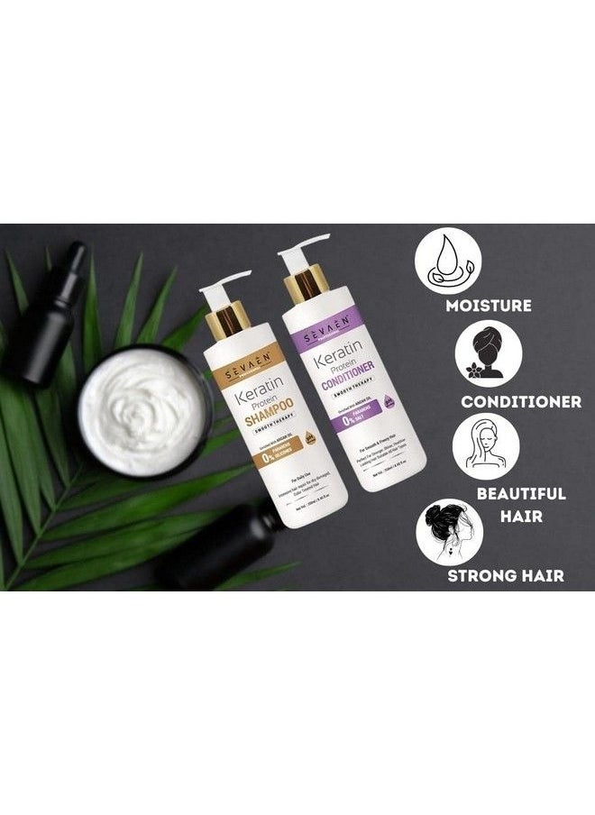 SEVAEN - Keratin Shampoo And Conditioner Combo Packs Best For Damaged Dry Curly Or Frizzy Hair Thickening For Fine/Thin Hair Keratin Treated Hair Mild Shampoo - Image 1