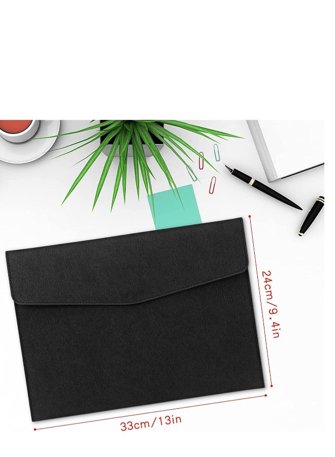 Generic A4 Envelope File Holder, Waterproof Document Bag,  Lightweight PU Leather Multifunction Portfolio, Document File Folder, File Organizer Storage Case for Paper Document Tablet Case 2PCS Black  - Image 2