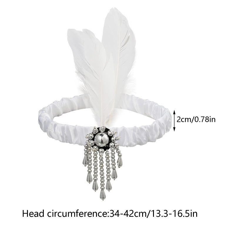 Tongcloud 12pcs 1920s Flapper Headband, Costume Flapper Headpiece for Women, Feather Headband for Gatsby Theme Party (White) - Image 2