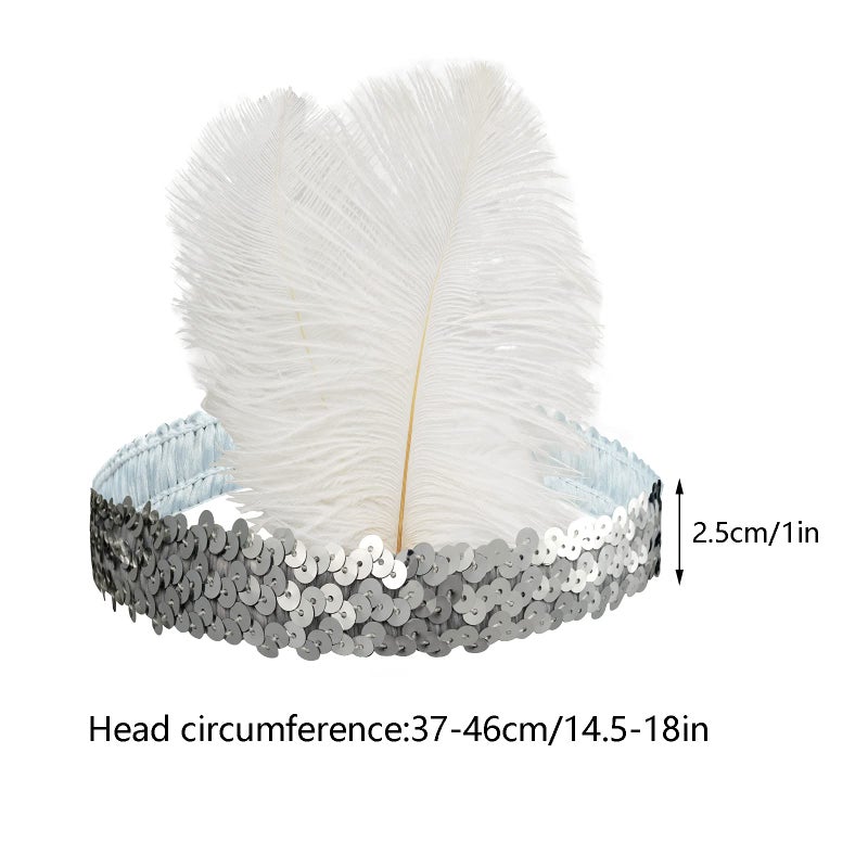 Tongcloud 12pcs 1920s Flapper Headband, Costume Flapper Headpiece for Women, Feather Headband for Gatsby Theme Party (White) - Image 3