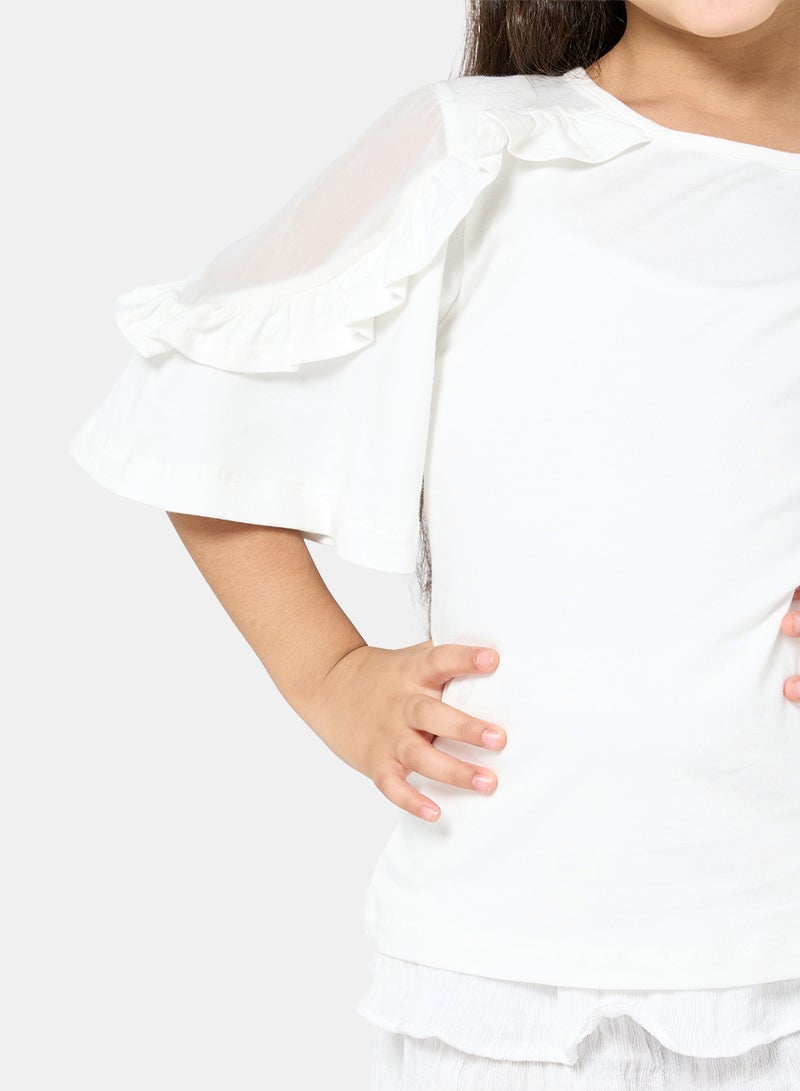 Panco Girls STARS Ruffle Detailed T-Shirt - Image 3