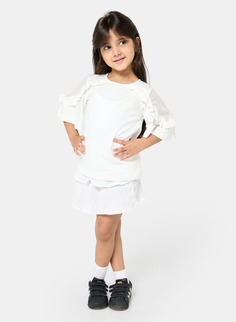Panco Girls STARS Ruffle Detailed T-Shirt - Image 4