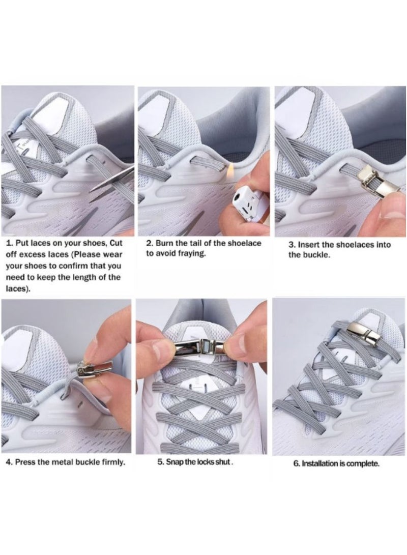 4 Pieces Shoelaces Buckle Lock Metal Quick Easy Shoelace No Tie BuckLe Switch Logo for Kids Adults Shoe Strings  - Image 4